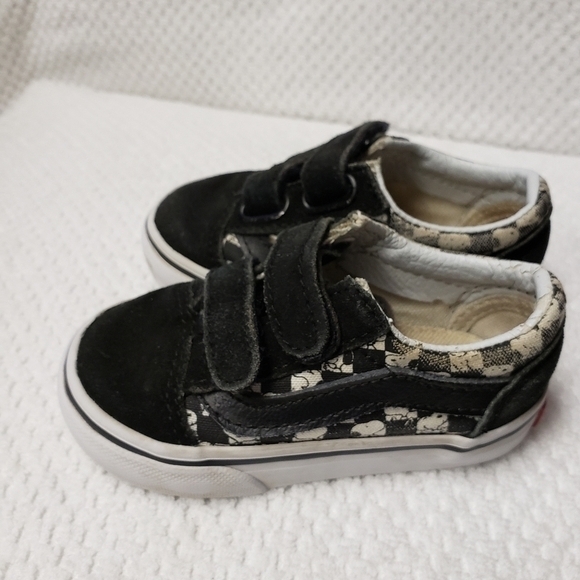 Vans Snoopy Peanuts Infants Size‎ 5 Hook and Loop Closure Black White Check - Picture 10 of 11